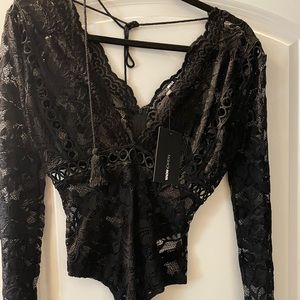 Womens Black Lace Bodysuit